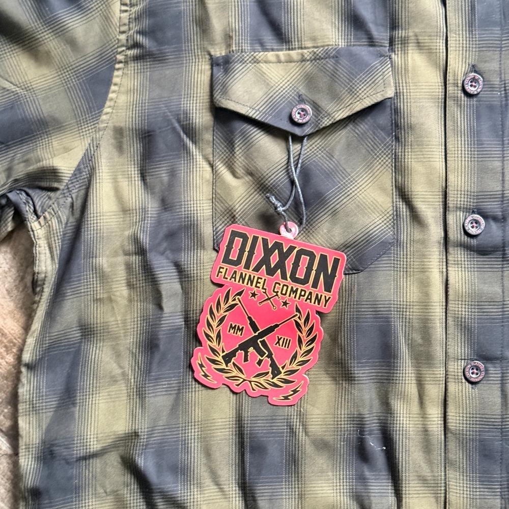 Dixxon Flannel Mens The Corps Limited Edition Plaid Button Down Shirt, Olive,XL - Picture 4 of 7